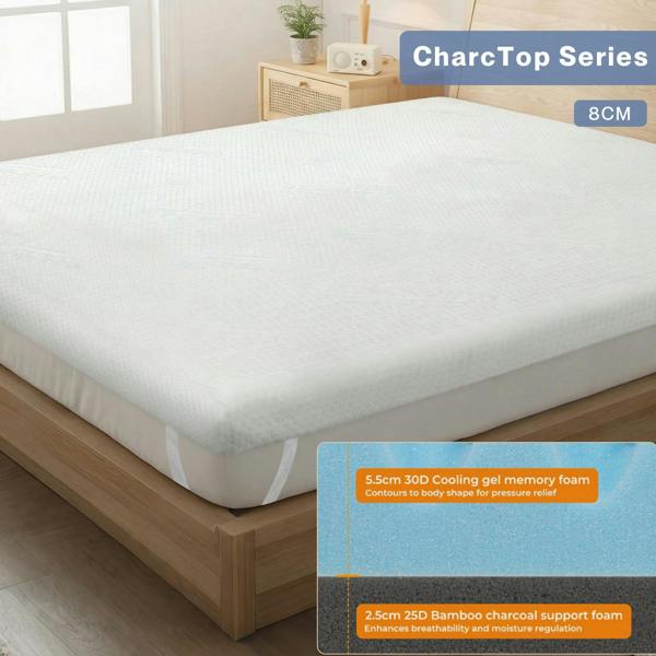 Lavio Mattress Topper Memory Foam Cooling Gel Bamboo Charcoal 5cm 7cm 8cm 10cm