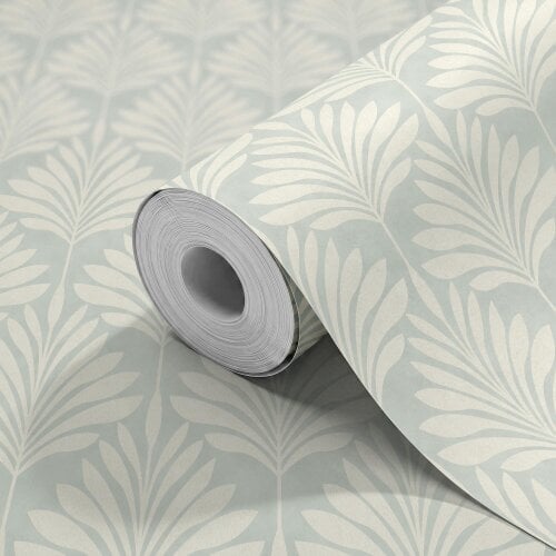 Hoopla Walls Palm Fan - Soft Blue 10m Wallpaper