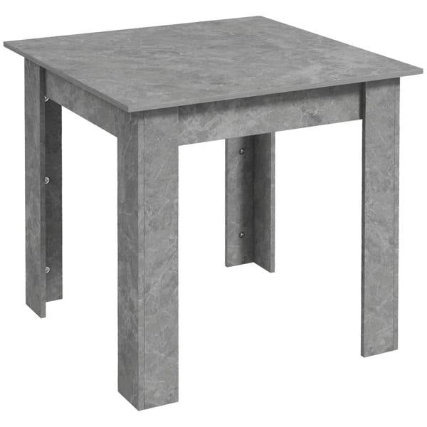 Square dining table with faux cement grey finish and four straight legs