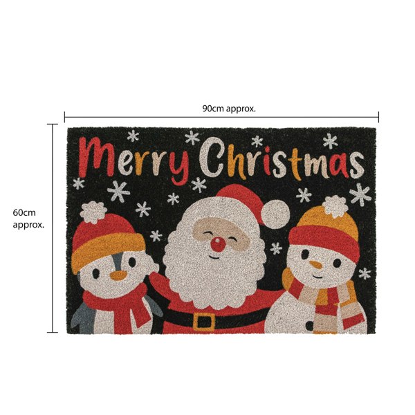 JVL Festive Latex Backed Coir Entrance Doormat, 60x90cm, Merry Christmas