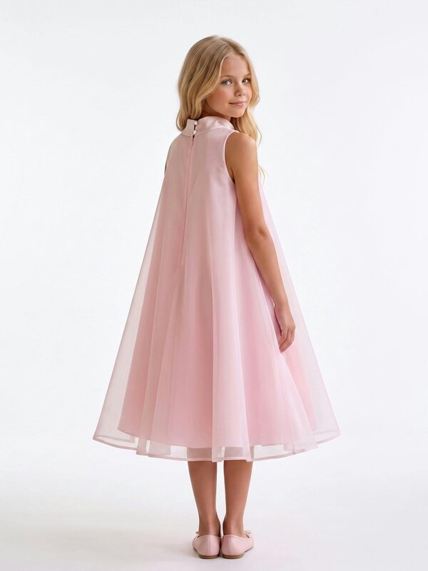 DRESS & Fleur Girls Sleeveless Chiffon Butterfly Dress in Pink