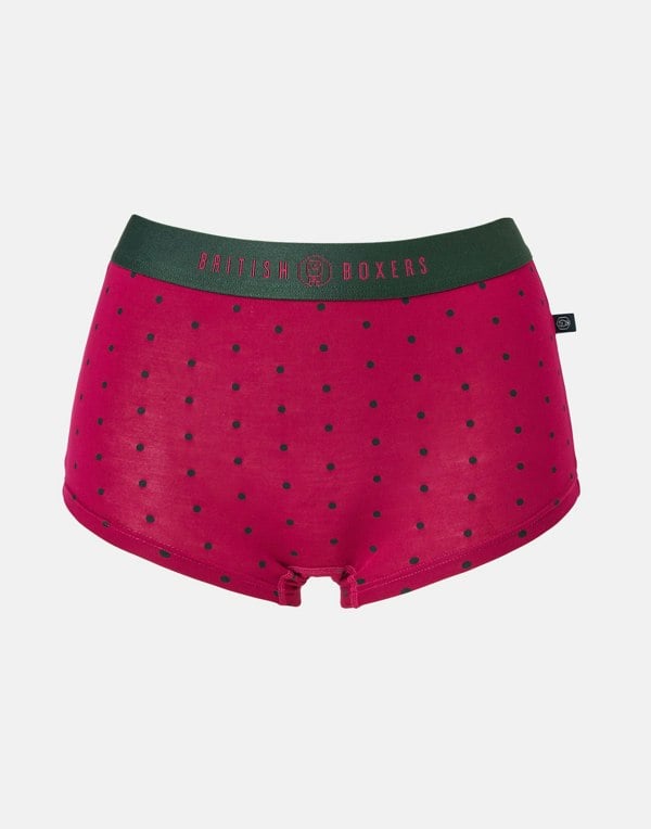 British Boxers Multipack! 4 Pairs of Women's Bamboo Hipster Boxer Briefs – Forest Berry