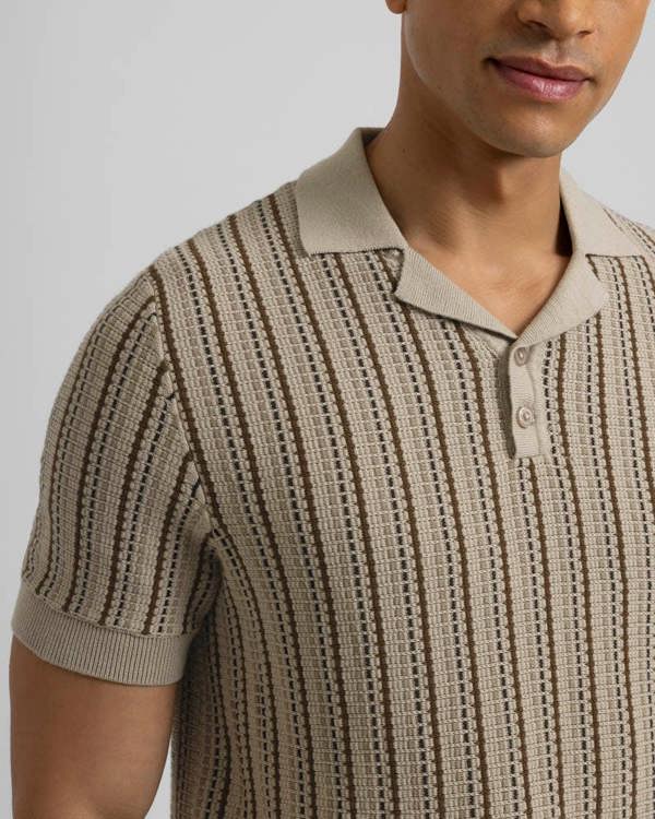 Steel & Jelly Bow - Stripe Knitted Polo Shirt