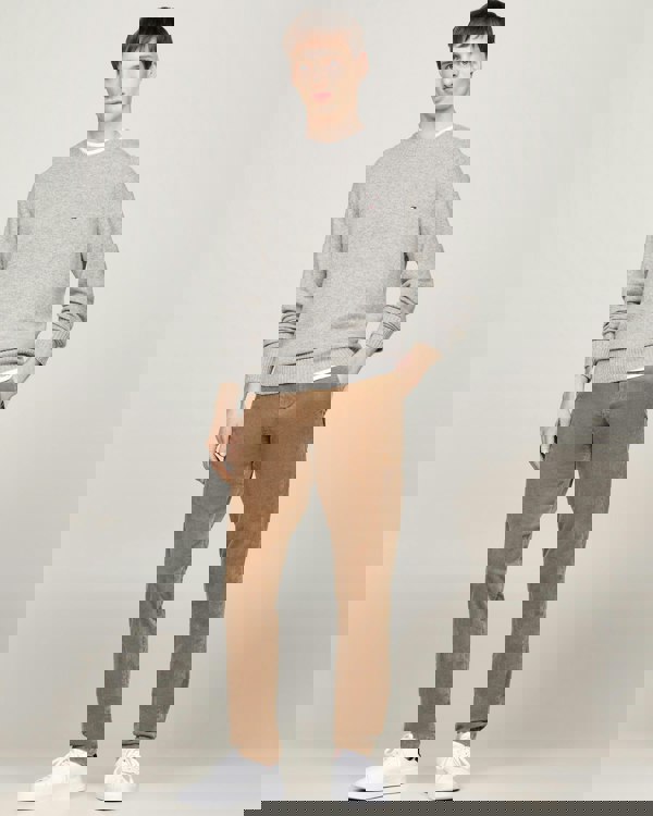 Tommy Hilfiger Lambswool Mens Crew Neck Jumper - Light Grey Heather