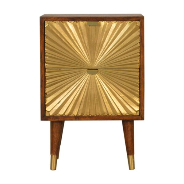 Wyld Haus Merano Mango Wood Gold Bedside 2 Drawers