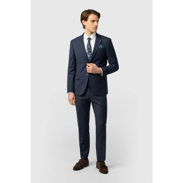 Ted Baker Slim Fit Performance Navy Textured Check Jacket