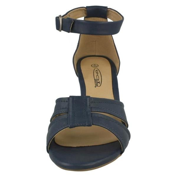 Spot On Ladies Spot On Heeled Ankle Strap Sandal with Stitched Vamp