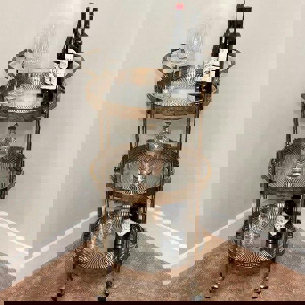 Maison des Cadeaux Gold Rustic 3-Tier Drinks Trolley