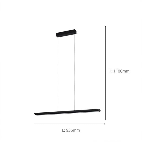 EGLO Cambulos Modern Dimmable Black Bar Pendant Light WBS