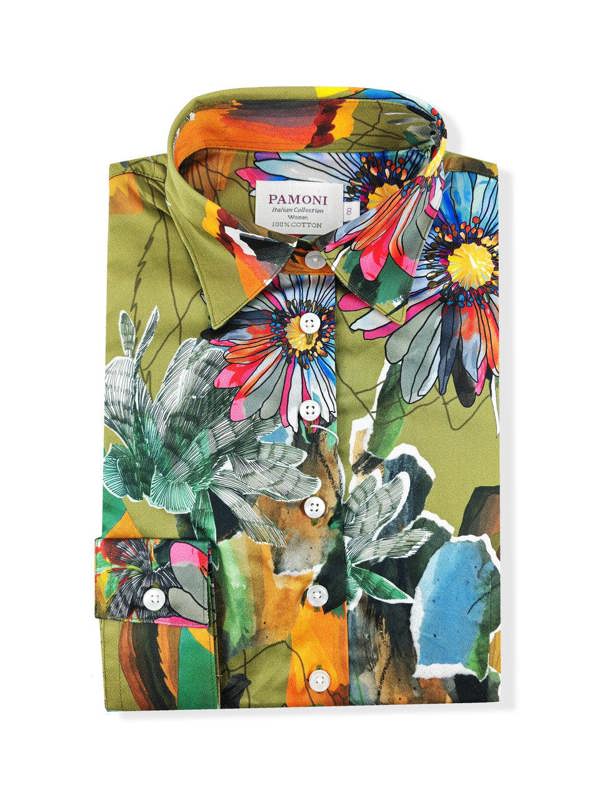 Women's Vibrant Floral Print Fitted Shirt