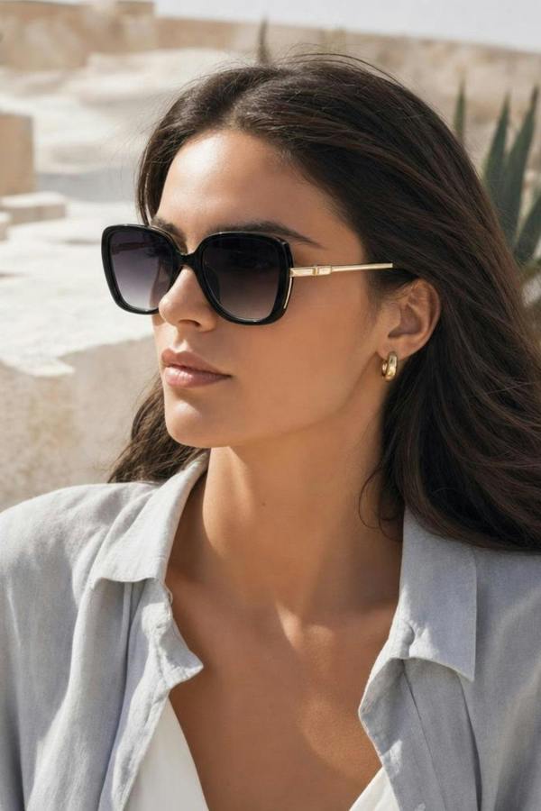 SVNX Oversized Square Sunglasses In Black Grey