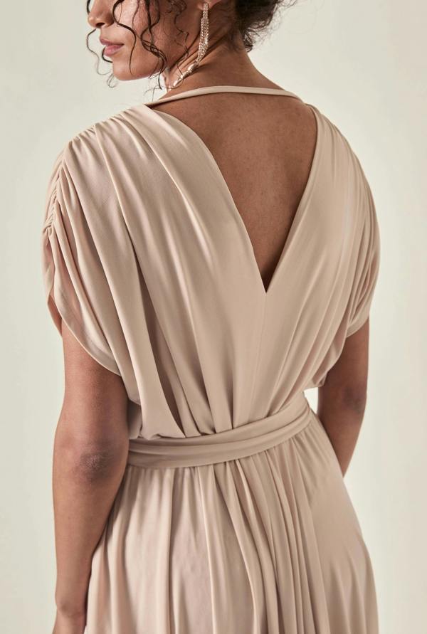 James Lakeland Draped Open-Back Midi Dress – Taupe