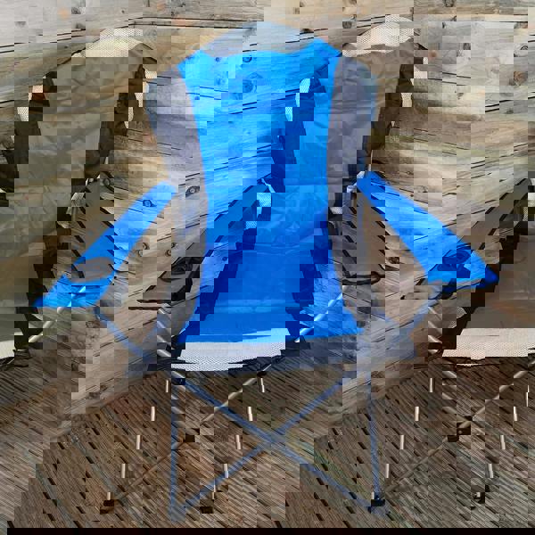 Samuel Alexander Luxury Padded High Back Folding Outdoor / Camping / Fishing Chair in Blue