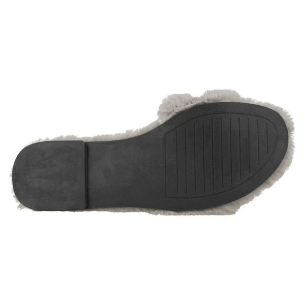 Spot On Ladies Spot On Flat Fur Mule Sliders F00139