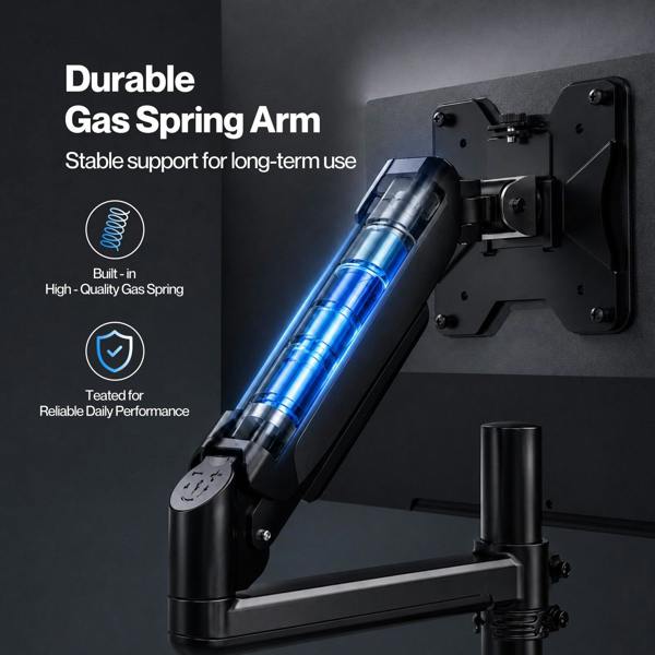Levede Single Monitor Arm Adjustable Desk Mount with Cable Management Black