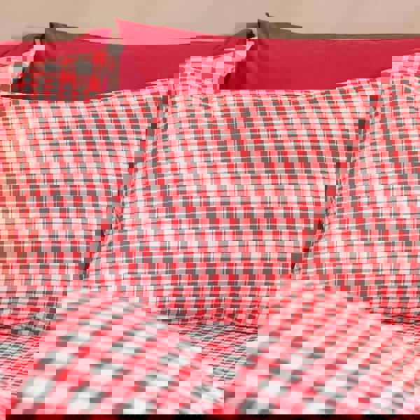 Catherine Lansfield Bamford Gingham Check Reversible Duvet Cover Set Red