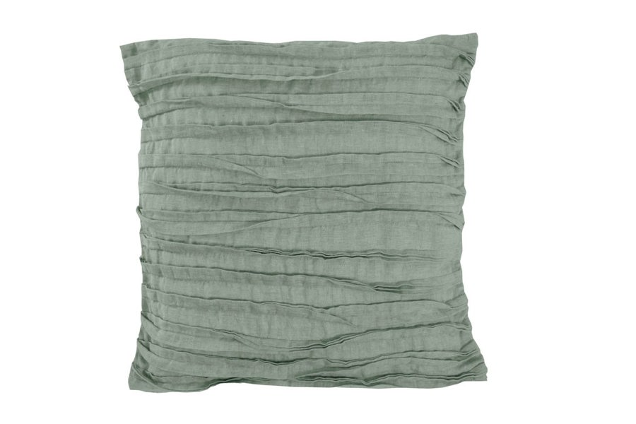 Lazy Linen Pure Washed Linen Ruffled Cushion - Green