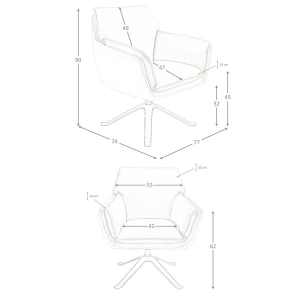 Angel Cerdá Dark grey leather swivel armchair 5125