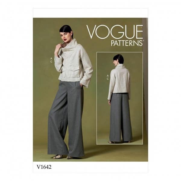Vogue Sewing Pattern 1642, Tops, Trousers for Women, Y (XSM-SML-MED) - Easy