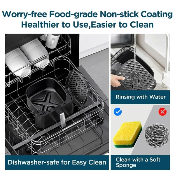 Midea 5L Air Fryer with Visible Window, Heatxpress Technology, 7-in-1 Presets, 90% Less Oil, Non-Stick, 1600W