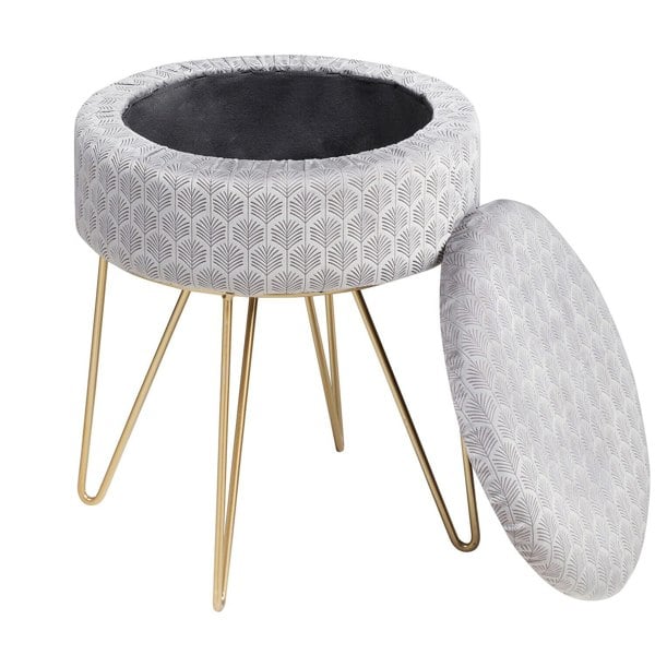 Rafaelo Mobilia Velvet Round Ottoman Footstool Gold