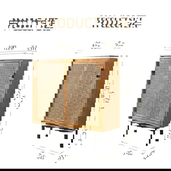 Haven Rattan Sideboard, Side Cabinet with cabinets in wall