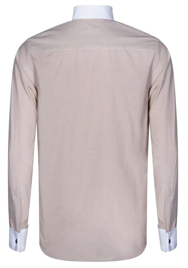 TruClothing Mens Club Collar Beige Shirt 1920s Peaky Blinders With Bar Poplin Pin Smart