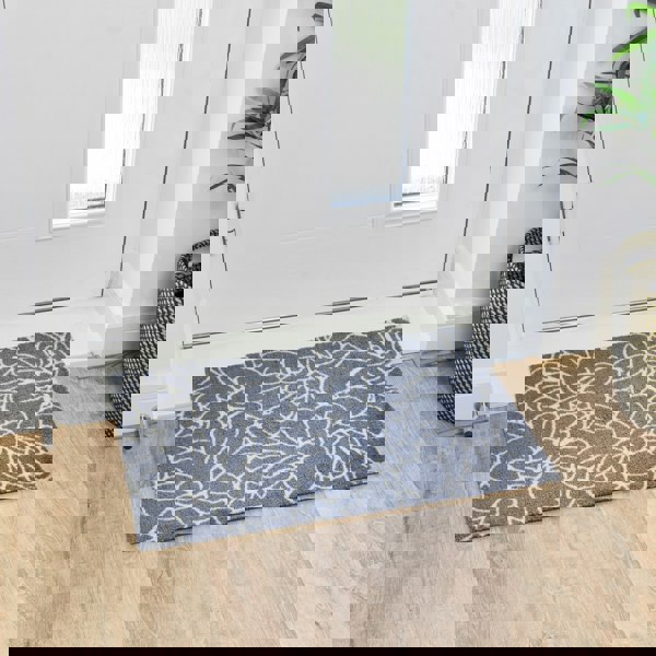 JVL Mega Mat Machine Washable Entrance Runner and Doormat Set, Floral