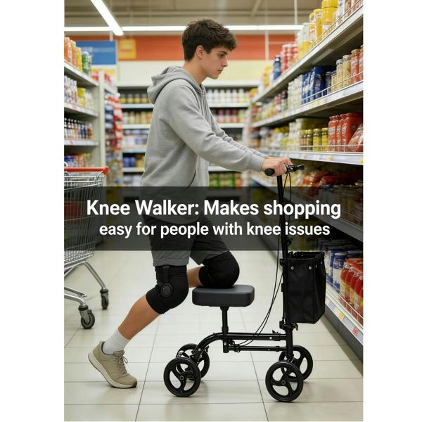 Gr8 Home Mobility Knee Walker Scooter Adjustable Height Knee Pad Steering Dual Brakes 300lb Capacity