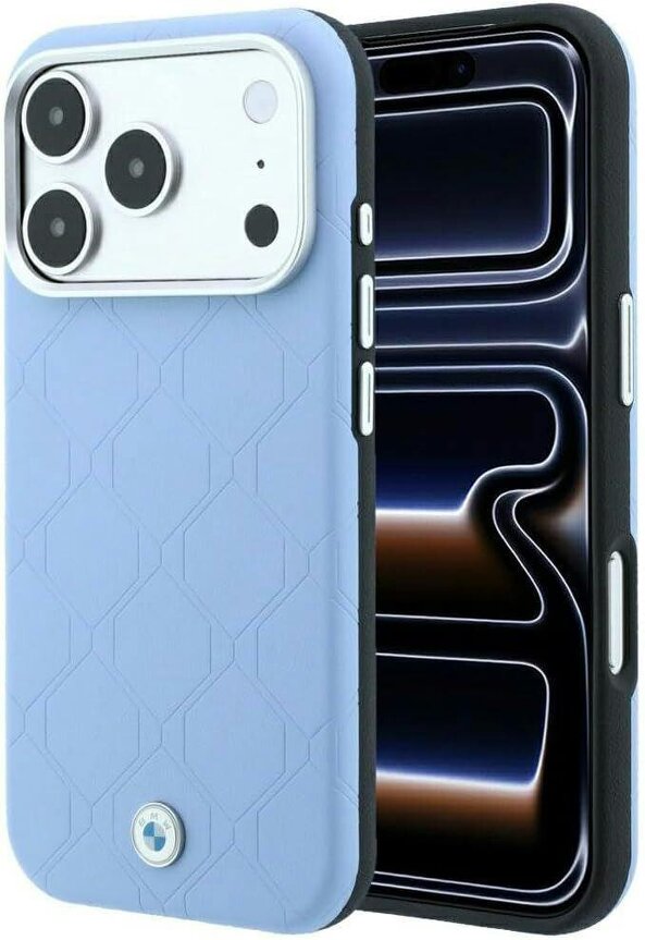 BMW Sign Deboss Quilted Metal Logo Case with MagSafe for iPhone 17/18 Pro 6.3" Blue - BMHMP18L26SWOSPB