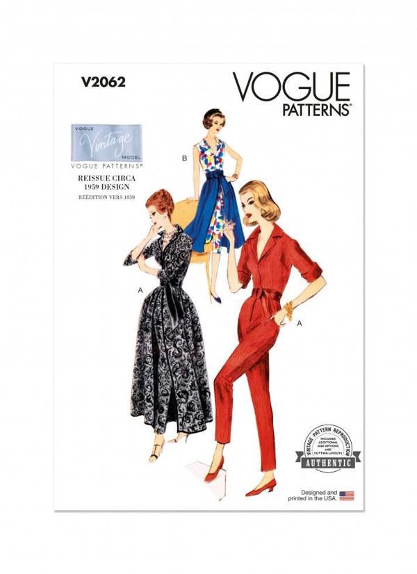 Vogue Sewing Pattern 2062, Dresses, Jumpsuits, Skirts, Vintage Style for Women, B5 (8-10-12-14-16) - Intermediate