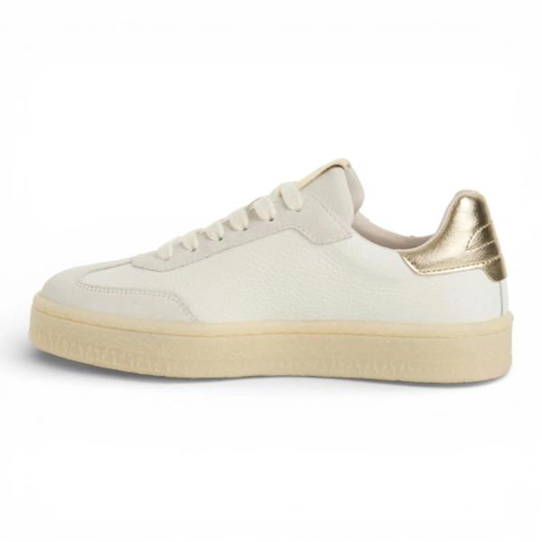 Tamaris Women's White Leather Golden Stripes Sneakers