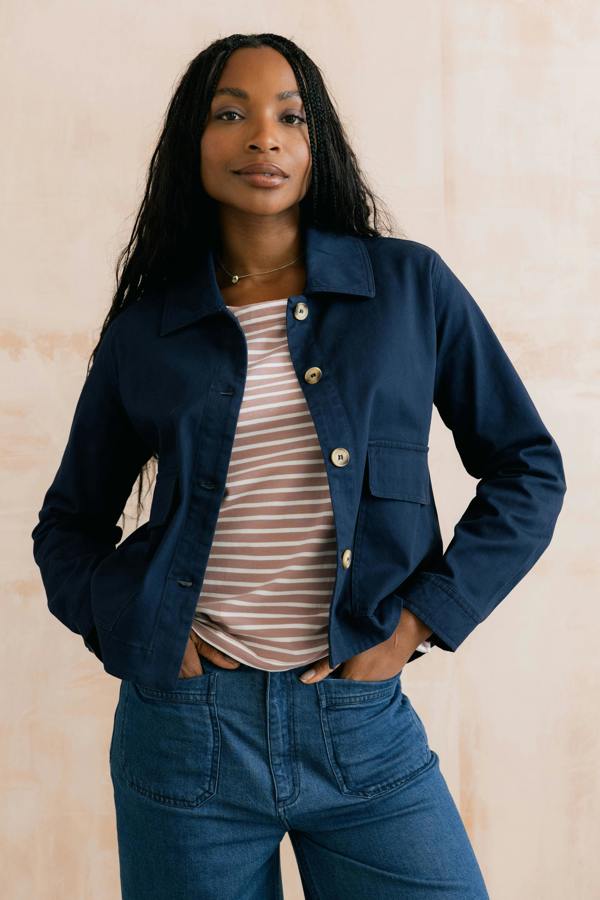Lily & Me Effie Stretch Cotton Twill Jacket Navy