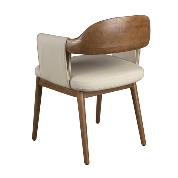Angel Cerdá Walnut and cream leatherette chair 5186