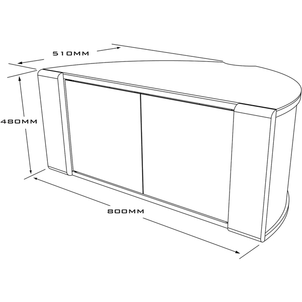 MDA Designs Sirius 850 Remote Friendly BeamThru Glass Door Gloss Black with Silver Trims Cabinet up to 40" LCD/Plasma/LED TV Stand