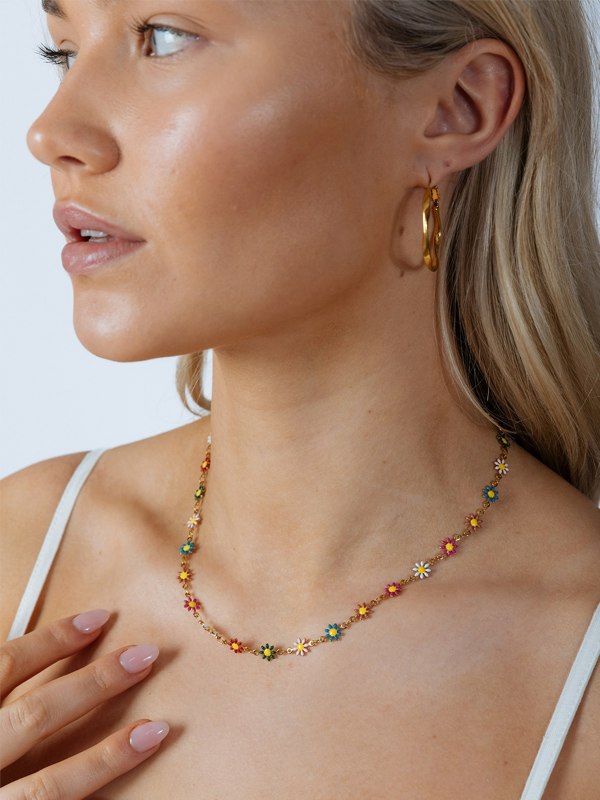 SVNX Daisy Chain Necklace in Multi Gold Plating