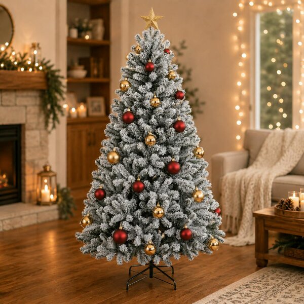 Outdoor Living Festive Christmas 6 FT Snow tipped Full Christmas Tree