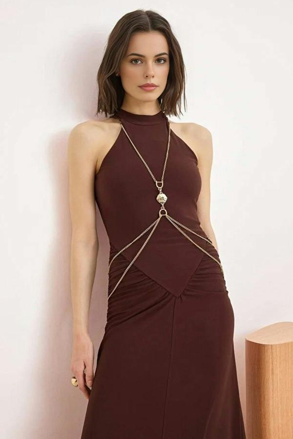 WOVCOR Evening Dress with Accessory Details