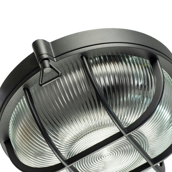 Happy Homewares Industrial Inspired Outdoor IP65 Matte Black Flush Ceiling Light