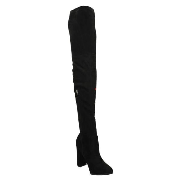 Spot On Ladies Spot On Floral Design Over The Knee Boots