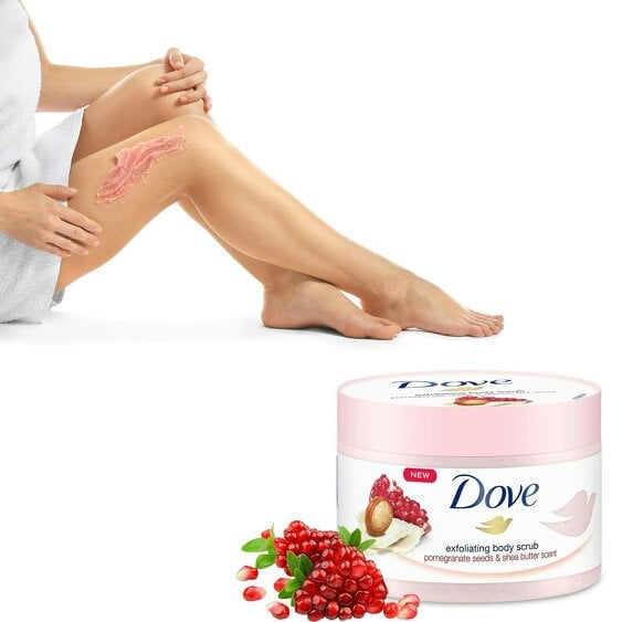 Dove Exfoliating Body Scrub with Pomegranate Seeds & Shea Butter Scent 225ml 4pk
