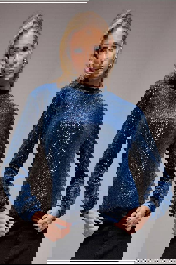 Sequin Velvet Jumper - Navy T199
