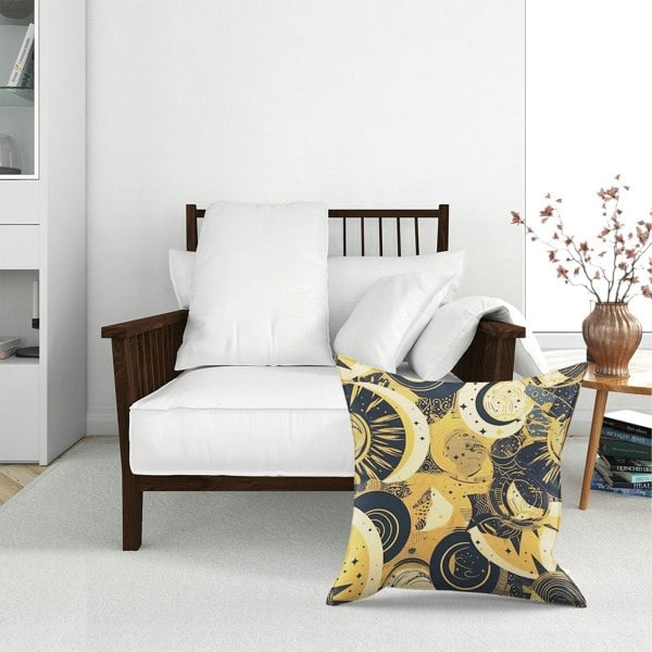 Warren Reed Blue Gold Moon And Sun Floor Cushion