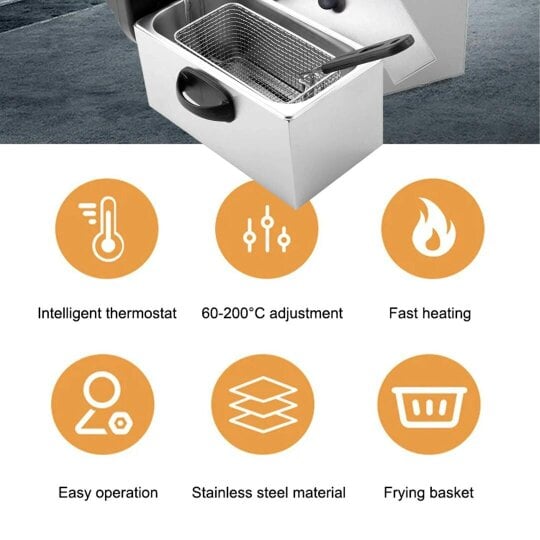Havendro 4L Commercial Electric Deep Fryer Fat Chip Frying Pan & Basket Stainless Steel