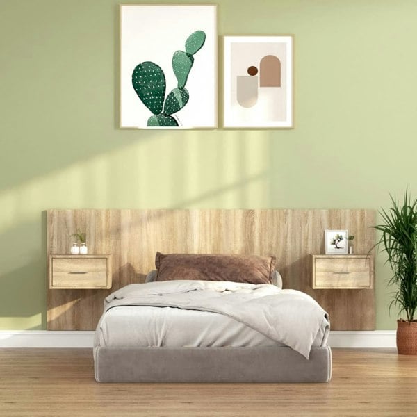 Berkfield Bed Headboard with Cabinets Sonoma Oak Engineered Wood