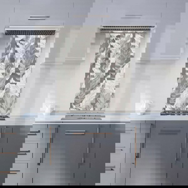 Warren Reed - Designer Grey Floral Leaves Kitchen Splashback