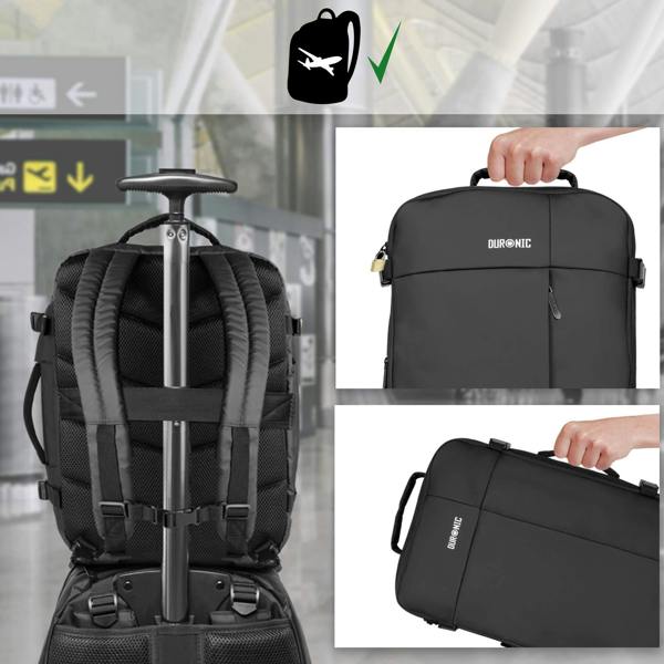 Duronic Laptop Backpack LB26 Cabin Bag Max Cabin Size Case Water Resistant Rucksack Internal Padded Laptop MacBook Sleeve Business Work Rucksack Bag