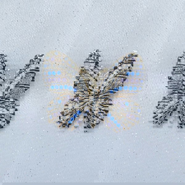 QueenMee Accessories Butterfly Brooch in Crystal