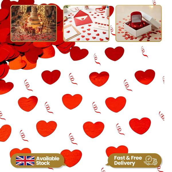 Red Jumbo Confetti Heart Decorations for Cards, Tables and Gift Bags image 9