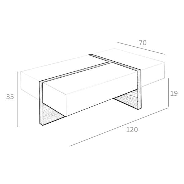 Angel Cerdá Rectangular White and Walnut Wood Coffee Table 2060